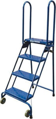 Ballymore - 65" 4 Step Ladder - Portable Folding Safety Ladder, 350 Lb Capacity, 40" Platform Height, 24" Base Width x 30" Base Depth, Perforated Tread - Apex Tool & Supply