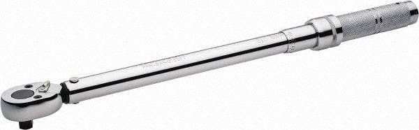 Paramount - 1/2" Drive Micrometer Type Ratchet Head Torque Wrench - 47.4 N/m to 210 N/m Torque, 20" OAL, 1 Ft/Lb Graduation - Apex Tool & Supply