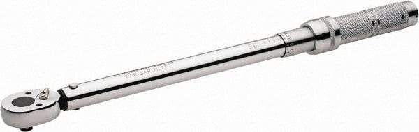 Paramount - 3/8" Drive Micrometer Type Ratchet Head Torque Wrench - 33.9 N/m to 142 N/m Torque, 16-1/2" OAL, 1/2 Ft/Lb Graduation - Apex Tool & Supply