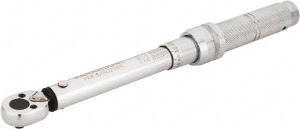 Paramount - 1/4" Drive Micrometer Type Ratchet Head Torque Wrench - 5.1 N/m to 23 N/m Torque, 11-1/2" OAL, 1 In/Lb Graduation - Apex Tool & Supply