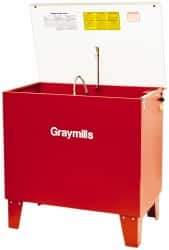 Graymills - Free Standing Solvent-Based Parts Washer - 20 Gal Max Operating Capacity, Steel Tank, 36" (Lid Close)/57" (Lid Open) High x 36" Long x 22" Wide, 115 Input Volts - Apex Tool & Supply