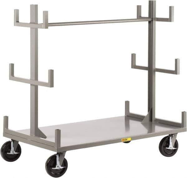 Little Giant - 3,600 Lb Capacity Steel Bar & Pipe Truck - Steel Deck, 36" OAW, 48" Platform Length, Phenolic Casters - Apex Tool & Supply