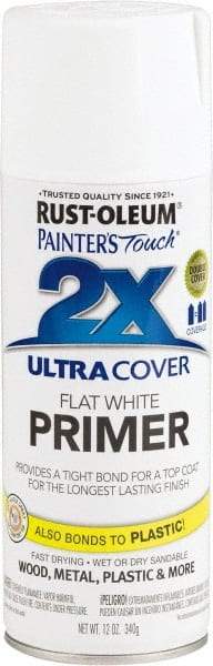 Rust-Oleum - 12 oz White Aerosol Primer - 12 Sq Ft/Gal, Direct to Metal, Quick Drying, Interior/Exterior - Apex Tool & Supply