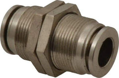 Value Collection - 3/8" Outside Diam, Nickel Plated Brass Push-to-Connect Tube Bulkhead Union - 150 Max psi, Tube to Tube Connection, Brass O-Ring - Apex Tool & Supply