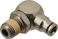 Value Collection - 1/2" Outside Diam, 1/2 NPT, Nickel Plated Brass Push-to-Connect Tube Male Elbow - 150 Max psi, Tube to Male NPT Connection, Brass O-Ring - Apex Tool & Supply