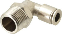 Value Collection - 1/4" Outside Diam, 3/8 NPT, Nickel Plated Brass Push-to-Connect Tube Male Elbow - 150 Max psi, Tube to Male NPT Connection, Brass O-Ring - Apex Tool & Supply