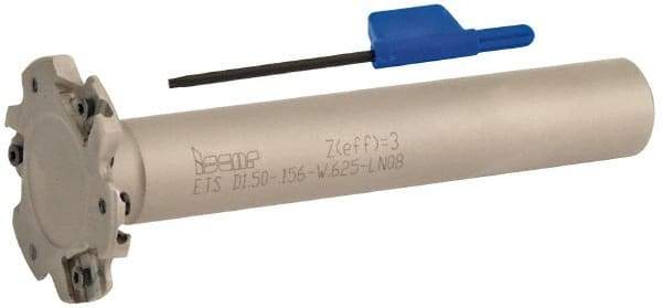 Iscar - Shank Connection, 5/32" Cutting Width, 7/16" Depth of Cut, 1-1/2" Cutter Diam, 3 Tooth Indexable Slotting Cutter - 5/8" Shank Diam, ETS-LN08 Toolholder, LNET Insert, Right Hand Cutting Direction - Apex Tool & Supply