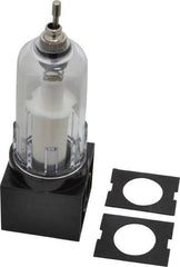 PRO-SOURCE - 1/4" Port, 4.64" High x 1-1/2" Wide, Compact FRL Filter with Polycarbonate Bowl & Manual Drain - 30 SCFM, 150 Max psi, 125°F Max, Modular Connection, 1 oz Bowl Capacity - Apex Tool & Supply