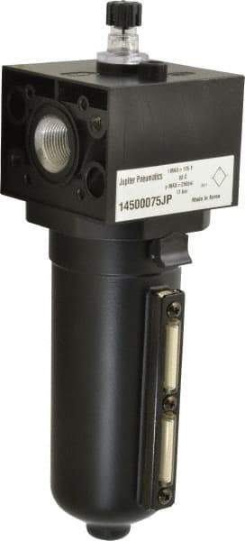 PRO-SOURCE - 3/4 NPT Port, 250 Max psi, Heavy-Duty Lubricator - Metal Bowl with Sight Glass, Aluminum Body, 240 CFM, 175°F Max, 3.62" Wide x 11.81" High - Apex Tool & Supply