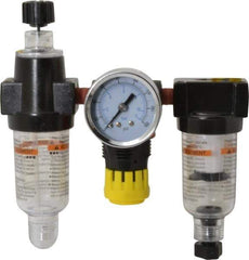 PRO-SOURCE - 1/8" NPT Port Miniature 3 Piece Filter-Regulator-Lubricator FRL Unit - Polycarbonate Bowl, 22 SCFM, 150 Max psi, 5.98" High, Manual Drain - Apex Tool & Supply