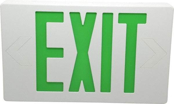 Mule - 1 Face, 5 Watt, White, Polycarbonate, LED, Illuminated Exit Sign - 120/277 VAC, Nickel Cadmium, Universal Mounted, 12 Inch Long x 1-1/2 Inch Wide x 7-1/2 Inch High - Apex Tool & Supply