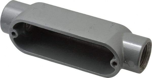 Thomas & Betts - C Body, 1/2" Trade, IMC, Rigid Aluminum Conduit Body - Oval, 4-3/8" OAL, 4.3 cc Capacity, Gray - Apex Tool & Supply
