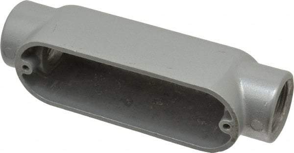Thomas & Betts - C Body, 3/4" Trade, IMC, Rigid Aluminum Conduit Body - Oval, 5-1/8" OAL, 7.3 cc Capacity, Gray - Apex Tool & Supply