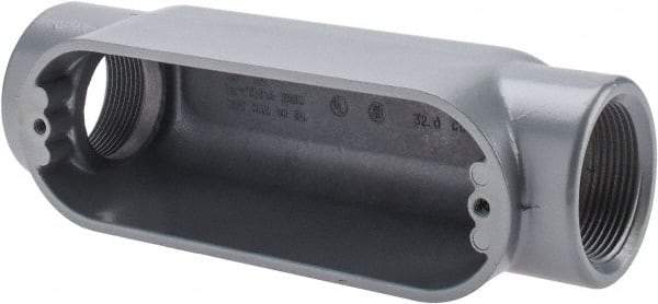 Thomas & Betts - C Body, 1-1/2" Trade, IMC, Rigid Aluminum Conduit Body - Oval, 7-7/8" OAL, 32 cc Capacity, Gray - Apex Tool & Supply