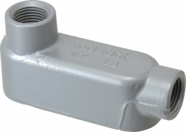 Thomas & Betts - LB Body, 1/2" Trade, IMC, Rigid Aluminum Conduit Body - Oval, 4-9/32" OAL, 4.3 cc Capacity, Gray - Apex Tool & Supply