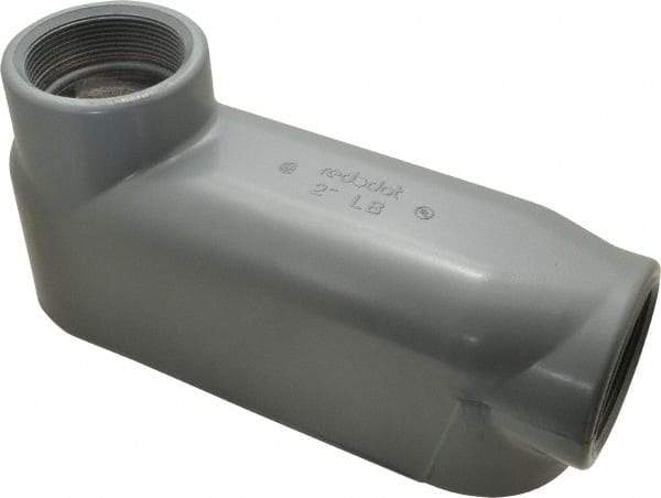 Thomas & Betts - LB Body, 2" Trade, IMC, Rigid Aluminum Conduit Body - Oval, 9-13/16" OAL, 69-1/2 cc Capacity, Gray - Apex Tool & Supply
