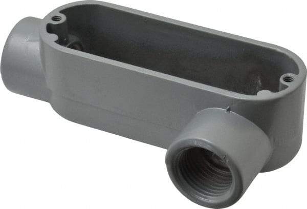Thomas & Betts - LL Body, 1/2" Trade, IMC, Rigid Aluminum Conduit Body - Oval, 3-1/2" OAL, 4.3 cc Capacity, Gray - Apex Tool & Supply
