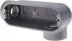 Thomas & Betts - LL Body, 1-1/4" Trade, IMC, Rigid Aluminum Conduit Body - Oval, 6-1/2" OAL, 32 cc Capacity, Gray - Apex Tool & Supply