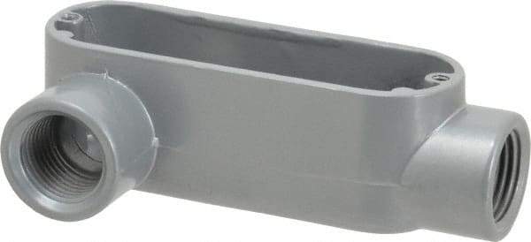 Thomas & Betts - LR Body, 1/2" Trade, IMC, Rigid Aluminum Conduit Body - Oval, 3-1/2" OAL, 4.3 cc Capacity, Gray - Apex Tool & Supply
