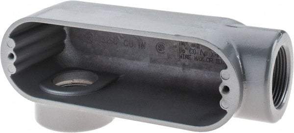 Thomas & Betts - LR Body, 1-1/4" Trade, IMC, Rigid Aluminum Conduit Body - Oval, 6-1/2" OAL, 32 cc Capacity, Gray - Apex Tool & Supply