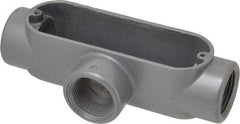 Thomas & Betts - T Body, 1" Trade, IMC, Rigid Aluminum Conduit Body - Oval, 5-15/16" OAL, 11.8 cc Capacity, Gray - Apex Tool & Supply