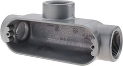 Thomas & Betts - T Body, 1-1/4" Trade, IMC, Rigid Aluminum Conduit Body - Oval, 7-7/8" OAL, 32 cc Capacity, Gray - Apex Tool & Supply
