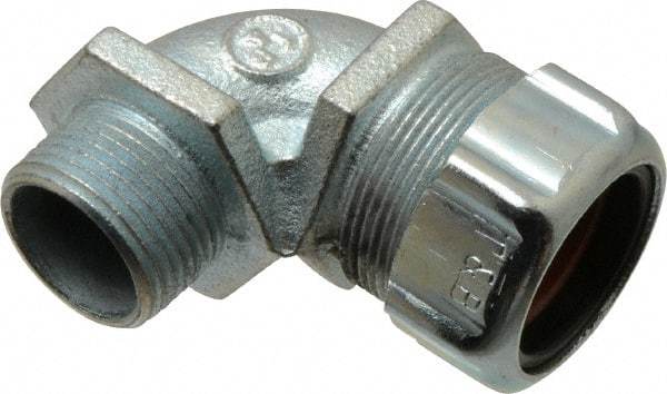 Thomas & Betts - 3/4 to 0.88" Cable Capacity, Liquidtight, Elbow Strain Relief Cord Grip - 3/4 NPT Thread, Iron - Apex Tool & Supply