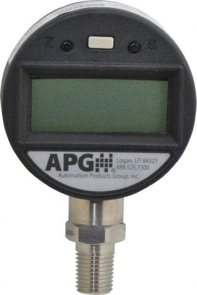 Made in USA - 2-1/2" Dial, 1/4 Thread, 0-300 Scale Range, Pressure Gauge - Lower Connection Mount, Accurate to 0.25% of Scale - Apex Tool & Supply