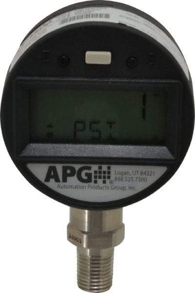 Made in USA - 2-1/2" Dial, 1/4 Thread, 0-3,000 Scale Range, Pressure Gauge - Lower Connection Mount, Accurate to 0.25% of Scale - Apex Tool & Supply