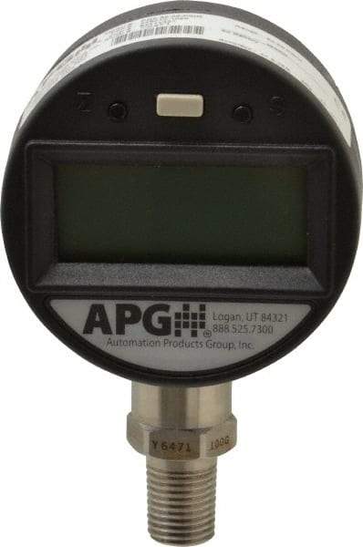 Made in USA - 2-1/2" Dial, 1/4 Thread, 0-60 Scale Range, Pressure Gauge - Lower Connection Mount, Accurate to 0.25% of Scale - Apex Tool & Supply