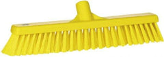 Vikan - 16" Fine Particle Synthetic Push Broom - 2" Bristle Length, Plastic Block, European Threaded Handle Connection - Apex Tool & Supply