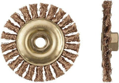 Ampco - 6" OD, 5/8-11 Arbor Hole, Knotted Phosphorus Bronze Alloy Wheel Brush - 6" Face Width, 1-1/4" Trim Length, 9,000 RPM - Apex Tool & Supply