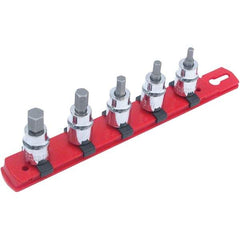 Wiha - 5 Piece 1/4" Drive Hex Bit Socket Set - 4 to 10mm Hex, Comes in Rail - Apex Tool & Supply