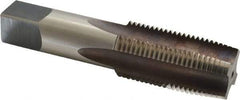 Hertel - 1-1/2 - 8 UNS 4 Flute Bright Finish High Speed Steel Straight Flute Standard Hand Tap - Taper, Right Hand Thread, 6-3/8" OAL, 3" Thread Length, H5 Limit, Oversize - Apex Tool & Supply