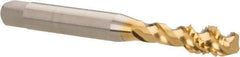 Accupro - 1/4-20 UNC 3 Flute 3B Modified Bottoming Spiral Flute Tap - Powdered Metal, TiN Finish, 2-1/2" OAL, Right Hand Flute, Right Hand Thread, H3 - Apex Tool & Supply