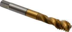 Accupro - 7/16-14 UNC 3 Flute Modified Bottoming Spiral Flute Tap - Powdered Metal, TiN Finish, 3-5/32" OAL, Right Hand Flute, Right Hand Thread, H3 - Apex Tool & Supply