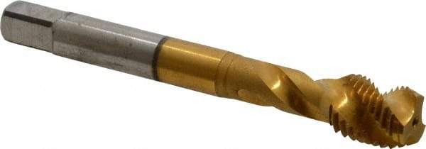 Accupro - 7/16-20 UNF 3 Flute Modified Bottoming Spiral Flute Tap - Powdered Metal, TiN Finish, 3-5/32" OAL, Right Hand Flute, Right Hand Thread, H3 - Apex Tool & Supply