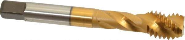 Accupro - 1/2-13 UNC 3 Flute 3B Modified Bottoming Spiral Flute Tap - Powdered Metal, TiN Finish, 3-3/8" OAL, Right Hand Flute, Right Hand Thread, H3 - Apex Tool & Supply