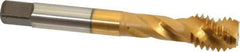 Accupro - 1/2-13 UNC 3 Flute 3B Modified Bottoming Spiral Flute Tap - Powdered Metal, TiN Finish, 3-3/8" OAL, Right Hand Flute, Right Hand Thread, H3 - Apex Tool & Supply