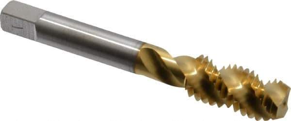 Accupro - 1/2-13 UNC 3 Flute 2B Modified Bottoming Spiral Flute Tap - Powdered Metal, TiN Finish, 3-3/8" OAL, Right Hand Flute, Right Hand Thread, H5 - Apex Tool & Supply