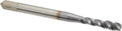 Accupro - #8-32 UNC 3 Flute 3B Modified Bottoming Spiral Flute Tap - Powdered Metal, TiCN Finish, 2-1/8" OAL, Right Hand Flute, Right Hand Thread, H2 - Apex Tool & Supply