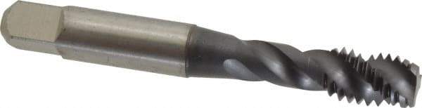 Accupro - 3/8-16 UNC 3 Flute 2B Modified Bottoming Spiral Flute Tap - Powdered Metal, TiCN Finish, 2-15/16" OAL, Right Hand Flute, Right Hand Thread, H5 - Apex Tool & Supply