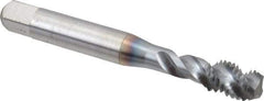 Accupro - M8x1.25 Metric Coarse 3 Flute 6H Modified Bottoming Spiral Flute Tap - Powdered Metal, TiCN Finish, 2-23/32" OAL, Right Hand Flute, Right Hand Thread, D5 - Apex Tool & Supply