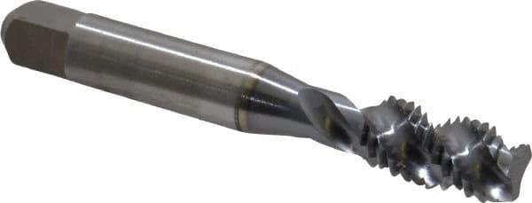 Accupro - M10x1.50 Metric Coarse 3 Flute 6H Modified Bottoming Spiral Flute Tap - Powdered Metal, TiCN Finish, 2-15/16" OAL, Right Hand Flute, Right Hand Thread, D6 - Apex Tool & Supply