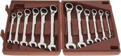 Paramount - 12 Piece, 8mm to 19mm, Reversible Ratcheting Combination Wrench Set - Metric Measurement Standard, Full Polish Chrome Finish, Comes in Blow Molded Case - Apex Tool & Supply