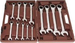 Paramount - 13 Piece, 1/4" to 1", Ratcheting Combination Wrench Set - Inch Measurement Standard, Full Polish Chrome Finish, Comes in Blow Molded Case - Apex Tool & Supply