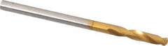 Guhring - #34 130° Parabolic Flute Cobalt Screw Machine Drill Bit - TiN Finish, Right Hand Cut, 16mm Flute Length, 46mm OAL, Standard Point, Straight Shank - Apex Tool & Supply