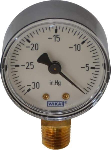 Wika - 2" Dial, 1/4 Thread, 30-0 Scale Range, Pressure Gauge - Lower Connection Mount, Accurate to 3-2-3% of Scale - Apex Tool & Supply