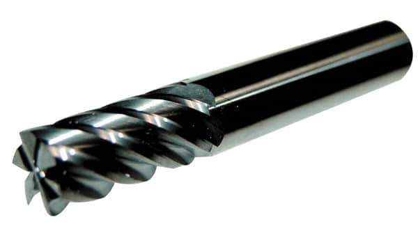 Accupro - 1", 1-3/4" LOC, 1" Shank Diam, 4" OAL, 6 Flute, Solid Carbide Square End Mill - Single End, TiCN Finish, Spiral Flute, 40° Helix, Centercutting, Right Hand Cut, Right Hand Flute - Apex Tool & Supply