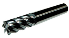 Accupro - 1", 1-3/4" LOC, 1" Shank Diam, 4" OAL, 6 Flute, Solid Carbide Square End Mill - Single End, TiCN Finish, Spiral Flute, 40° Helix, Centercutting, Right Hand Cut, Right Hand Flute - Apex Tool & Supply